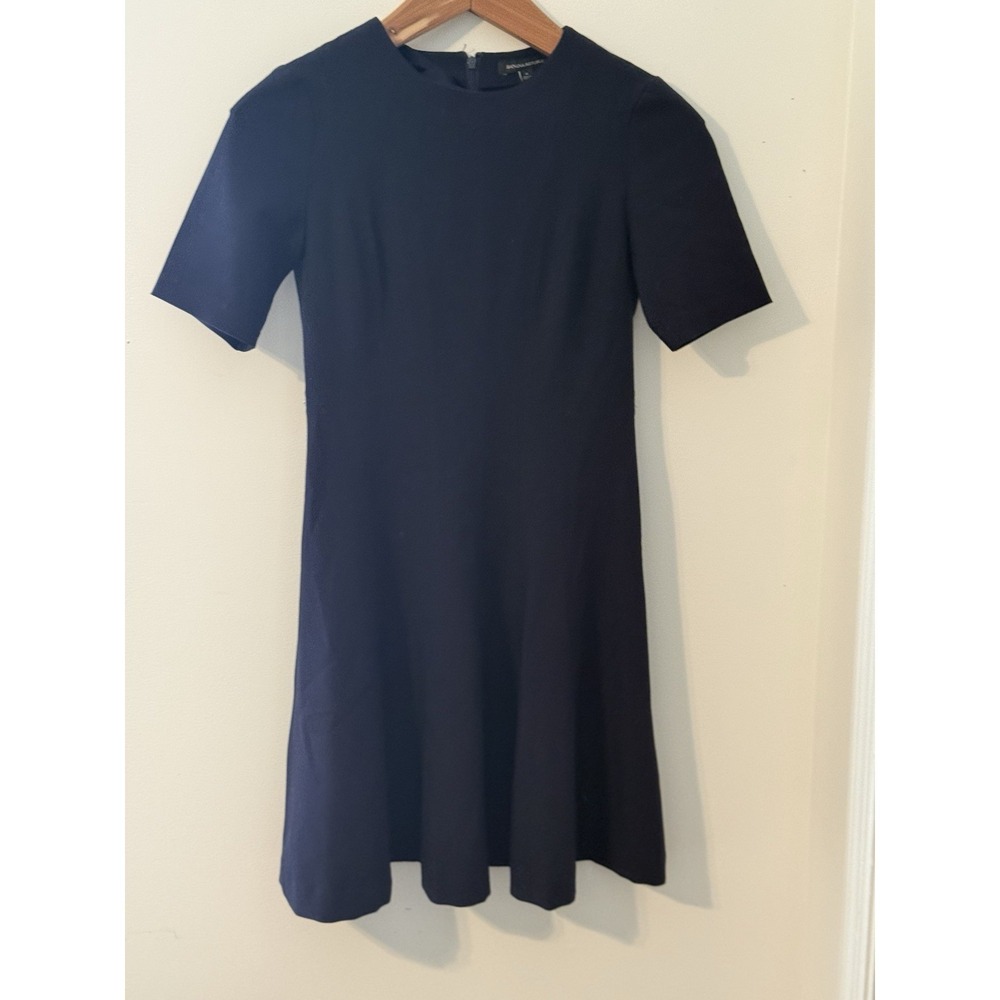 Banana Republic Navy Short Sleeve A-Line Dress Zip  4 classic Preppy church work